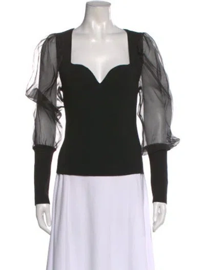 Pre-owned Veronica Beard Merino Wool Square Neckline Top In Black