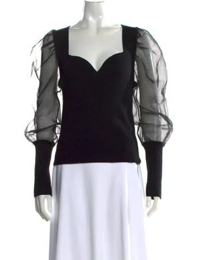 Pre-owned Veronica Beard Merino Wool Square Neckline Top In Black