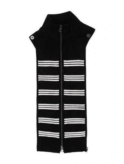 Pre-owned Veronica Beard Merino Wool Striped Dickey In Black