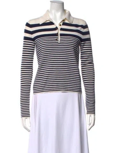 Pre-owned Veronica Beard Merino Wool Striped Polo In Black