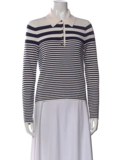 Pre-owned Veronica Beard Merino Wool Striped Sweater In Black