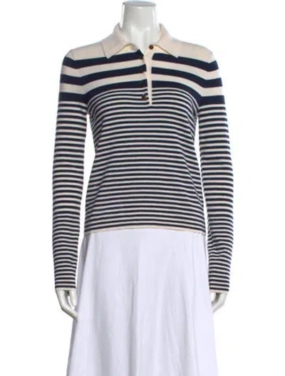 Pre-owned Veronica Beard Merino Wool Striped Sweater In Black