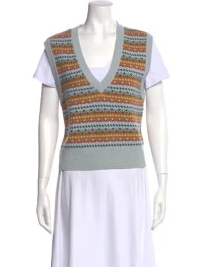 Pre-owned Veronica Beard Merino Wool Striped Sweater In Blue