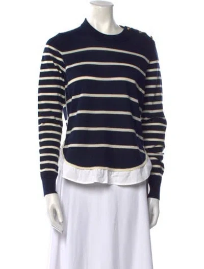Pre-owned Veronica Beard Merino Wool Striped Sweater In Blue