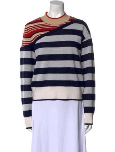 Pre-owned Veronica Beard Merino Wool Striped Sweater In Blue