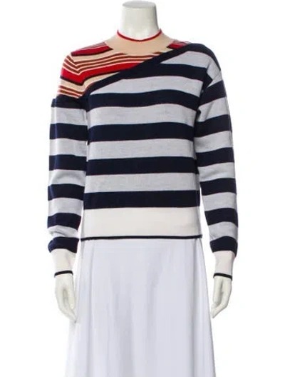 Pre-owned Veronica Beard Merino Wool Striped Sweater In Blue