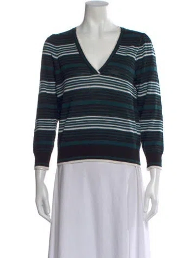 Pre-owned Veronica Beard Merino Wool Striped Sweater In Blue