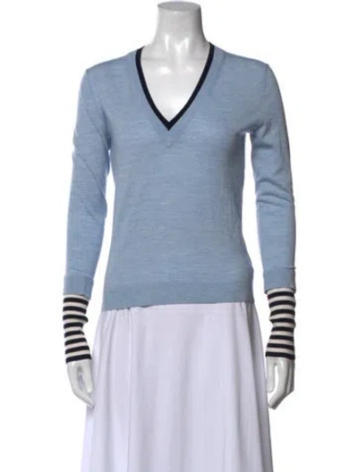 Pre-owned Veronica Beard Merino Wool Striped Sweater In Blue