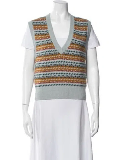 Pre-owned Veronica Beard Merino Wool Striped Sweater In Blue