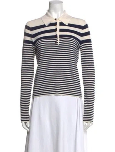 Pre-owned Veronica Beard Merino Wool Striped Sweater In Blue