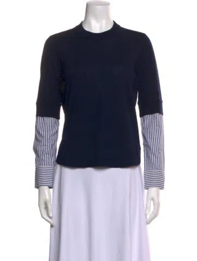Pre-owned Veronica Beard Merino Wool Striped Sweater In Blue