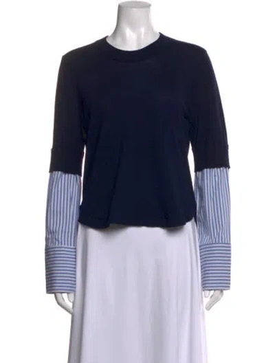 Pre-owned Veronica Beard Merino Wool Striped Sweater In Blue