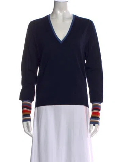 Pre-owned Veronica Beard Merino Wool Striped Sweater In Blue