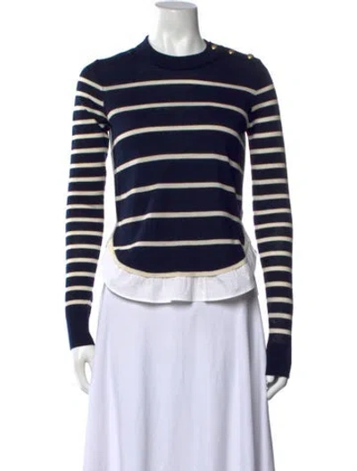 Pre-owned Veronica Beard Merino Wool Striped Sweater In Blue