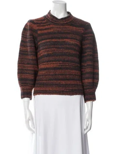 Pre-owned Veronica Beard Merino Wool Striped Sweater In Brown