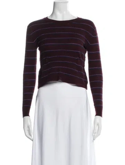 Pre-owned Veronica Beard Merino Wool Striped Sweater In Burgundy
