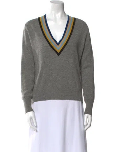 Pre-owned Veronica Beard Merino Wool Striped Sweater In Gray
