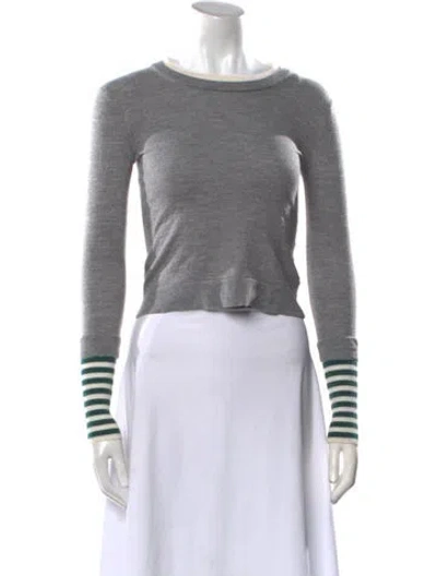 Pre-owned Veronica Beard Merino Wool Striped Sweater In Gray