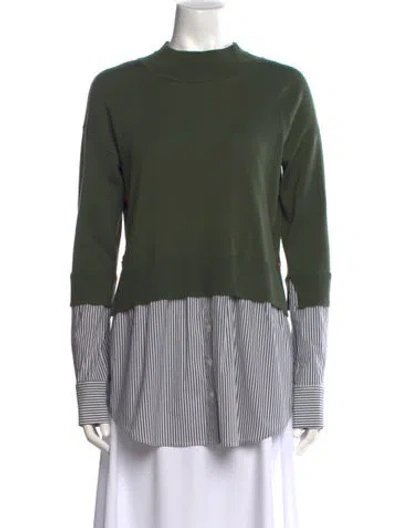 Pre-owned Veronica Beard Merino Wool Striped Sweater In Green