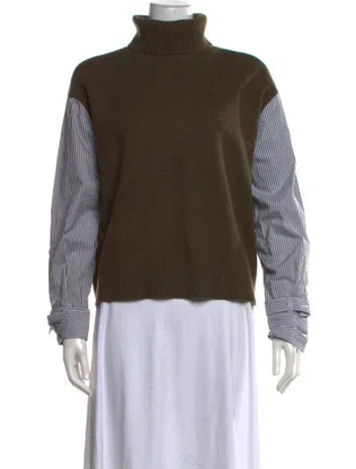 Pre-owned Veronica Beard Merino Wool Striped Sweater In Green