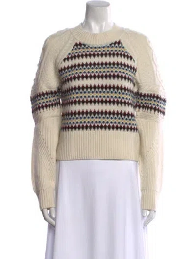 Pre-owned Veronica Beard Merino Wool Striped Sweater In Neutral