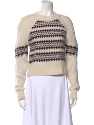 Pre-owned Veronica Beard Merino Wool Striped Sweater In Neutral