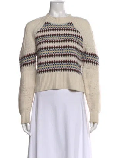 Pre-owned Veronica Beard Merino Wool Striped Sweater In Neutral