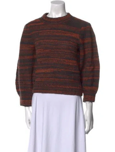 Pre-owned Veronica Beard Merino Wool Striped Sweater In Orange
