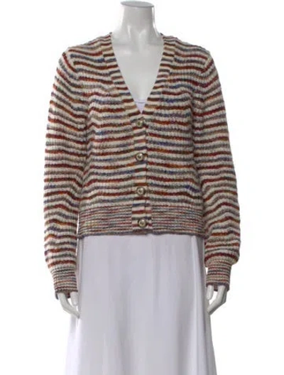Pre-owned Veronica Beard Merino Wool Striped Sweater In Red