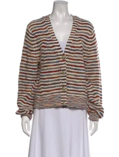 Pre-owned Veronica Beard Merino Wool Striped Sweater In Red