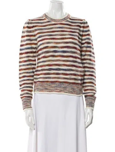 Pre-owned Veronica Beard Merino Wool Striped Sweater In White