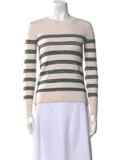 Pre-owned Veronica Beard Merino Wool Striped Sweater In White
