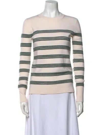Pre-owned Veronica Beard Merino Wool Striped Sweater In White