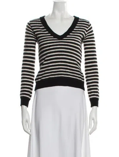 Pre-owned Veronica Beard Merino Wool Striped Sweater In White