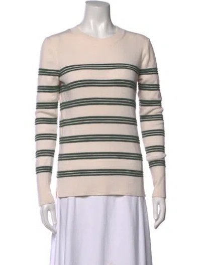 Pre-owned Veronica Beard Merino Wool Striped Sweater In White