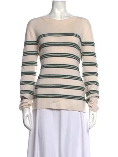 Pre-owned Veronica Beard Merino Wool Striped Sweater In White