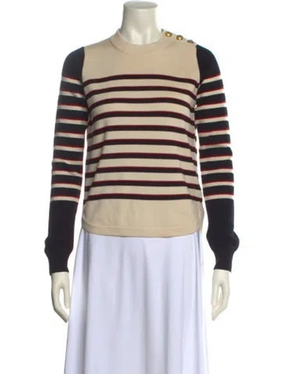 Pre-owned Veronica Beard Merino Wool Striped Sweatshirt In Black