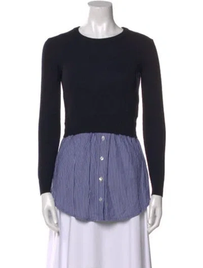 Pre-owned Veronica Beard Merino Wool Striped Top In Black