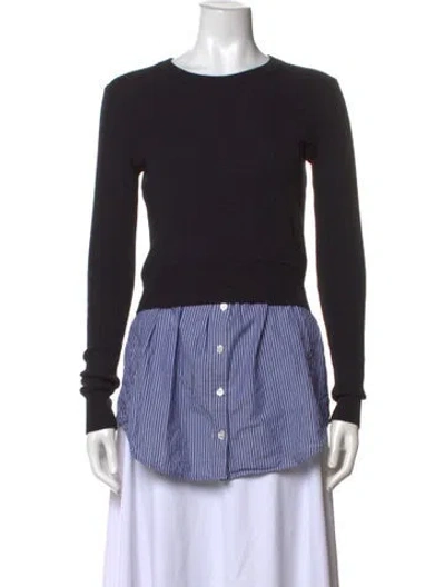 Pre-owned Veronica Beard Merino Wool Striped Top In Black