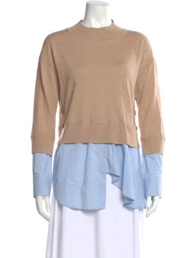 Pre-owned Veronica Beard Merino Wool Striped Top In Brown