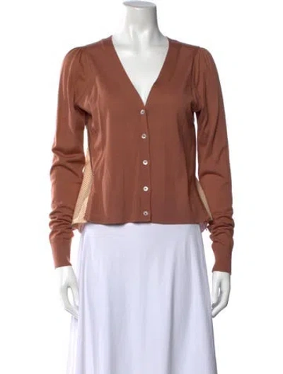 Pre-owned Veronica Beard Merino Wool Striped Top In Brown