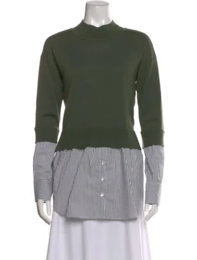 Pre-owned Veronica Beard Merino Wool Striped Top In Green