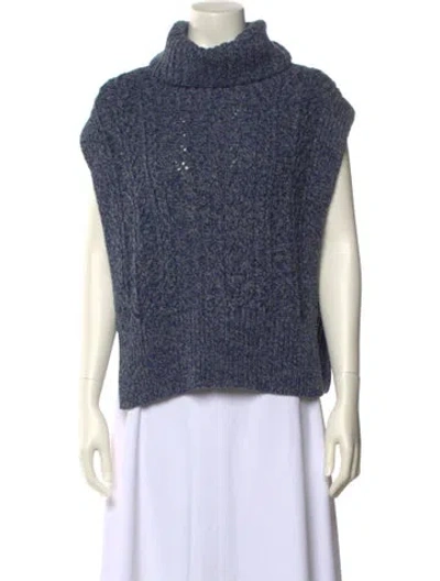 Pre-owned Veronica Beard Merino Wool Turtleneck Sweater In Blue