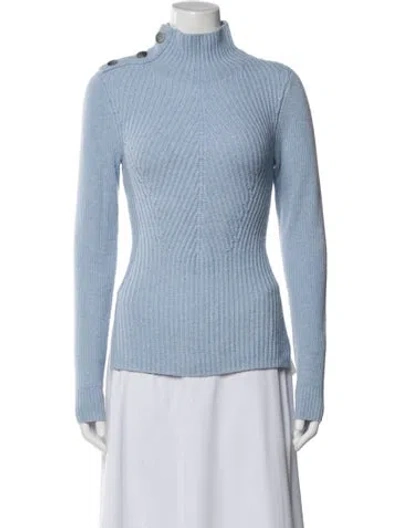 Pre-owned Veronica Beard Merino Wool Turtleneck Sweater In Blue