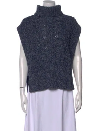Pre-owned Veronica Beard Merino Wool Turtleneck Sweater In Blue