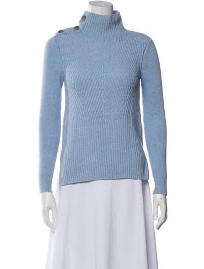 Pre-owned Veronica Beard Merino Wool Turtleneck Sweater In Blue