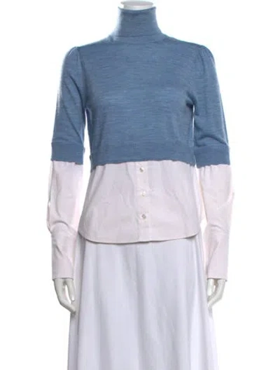 Pre-owned Veronica Beard Merino Wool Turtleneck Sweater In Blue