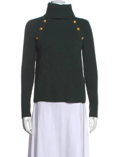 Pre-owned Veronica Beard Merino Wool Turtleneck Sweater In Green