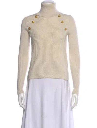 Pre-owned Veronica Beard Merino Wool Turtleneck Sweater In Neutral