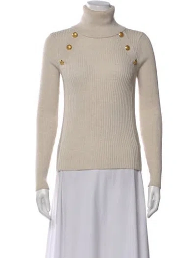 Pre-owned Veronica Beard Merino Wool Turtleneck Sweater In Neutral